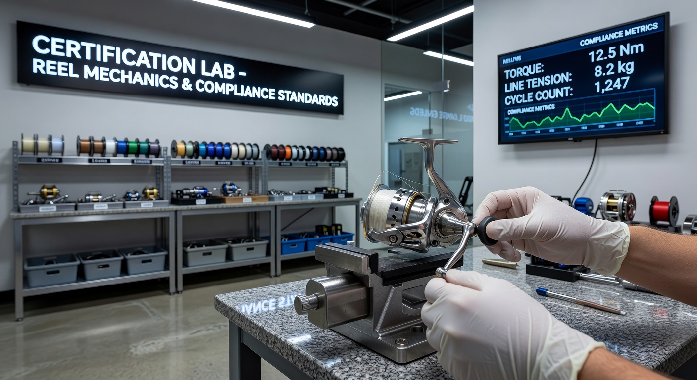 Certificatielab technici die reel-mechanieken en RNG-systemen van gokkasten testen volgens strenge internationale standaarden