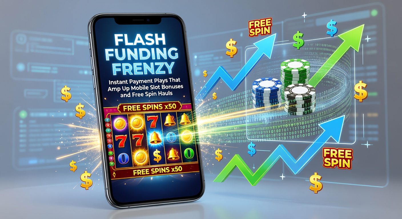 Mobiele telefoon met flitsende stortingsschermen en draaiende slot reels die bonuses activeren