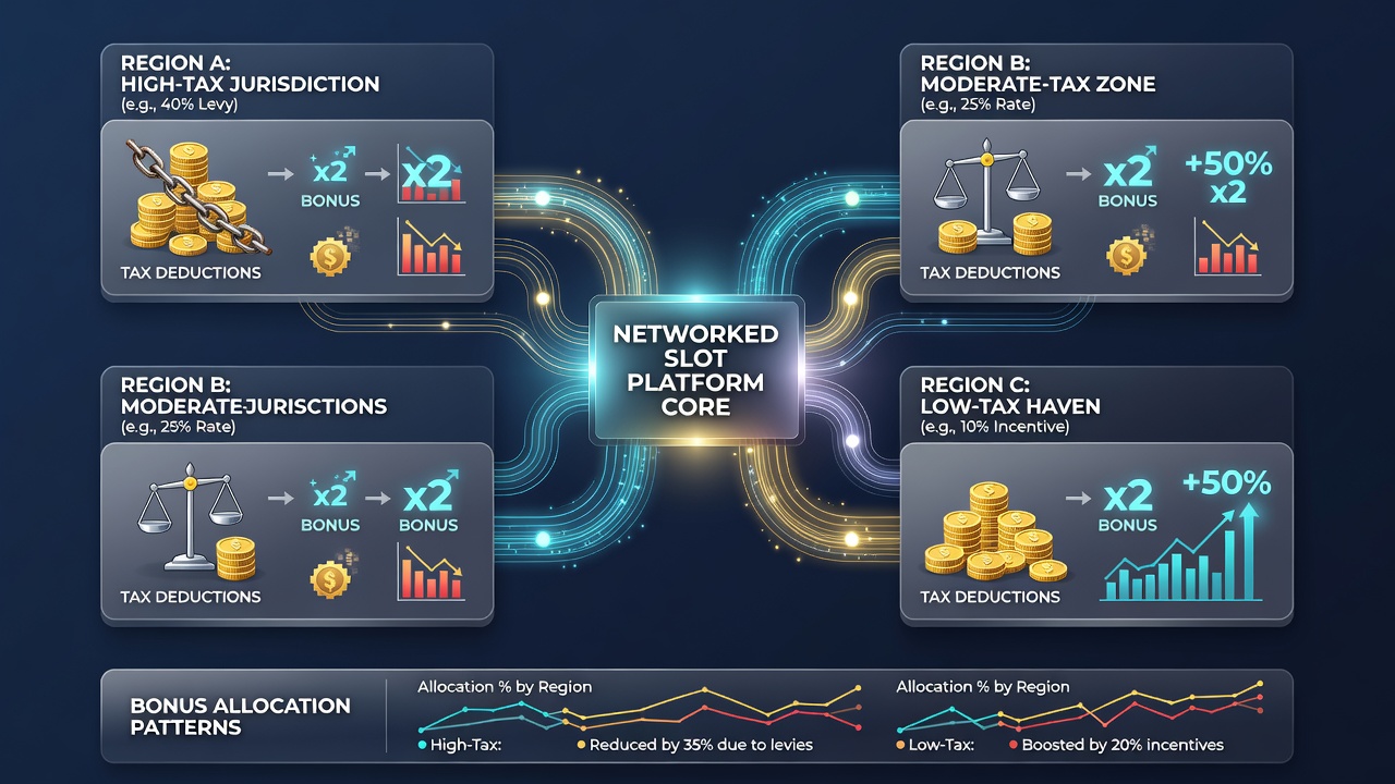 Diagram van bonusallocatiepatronen in verbonden slotplatforms per regio