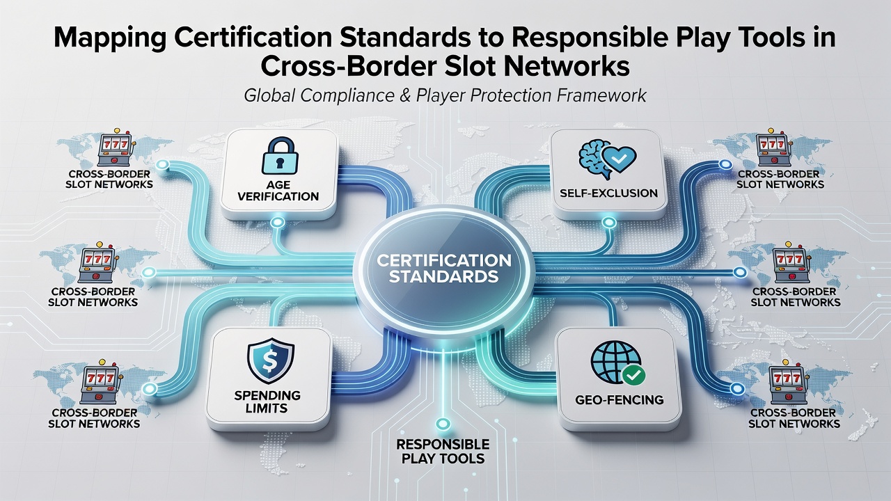 Illustratie van certificeringsprocessen en verantwoord speltools in grensoverschrijdende slotnetwerken