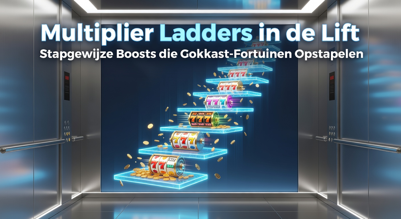 Grafische weergave van een multiplier ladder die stap voor stap oploopt in een dynamische gokkast bonusronde, met gloeiende symbolen en stijgende vermenigvuldigers