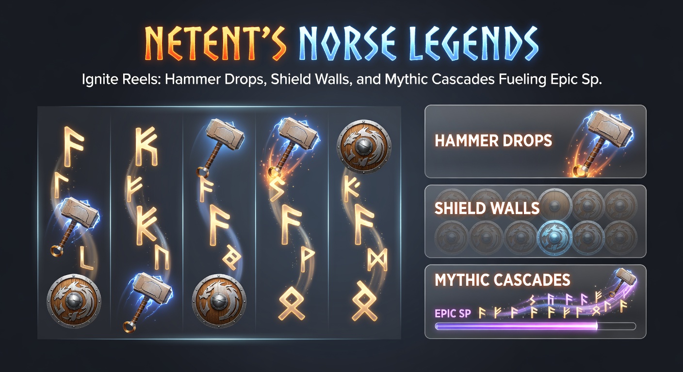 Mythische cascades in Norse Legends Ignite Reels: symbolen vallen weg na winsten, nieuwe droppen in met schildmuren en hamers die multipliers boosten
