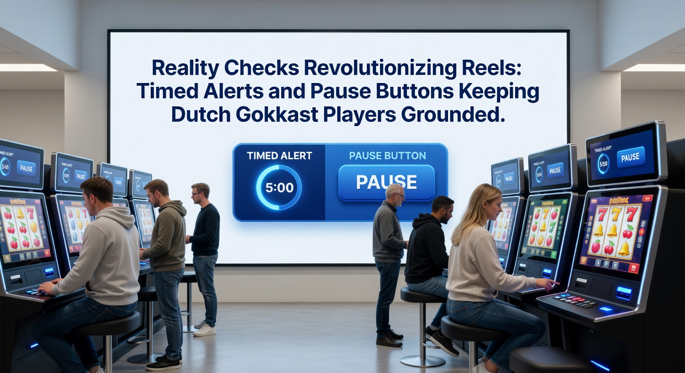 Illustratie van een pauzeknop in actie op een mobiele gokkast-app, met countdown-timer en sessie-statistieken
