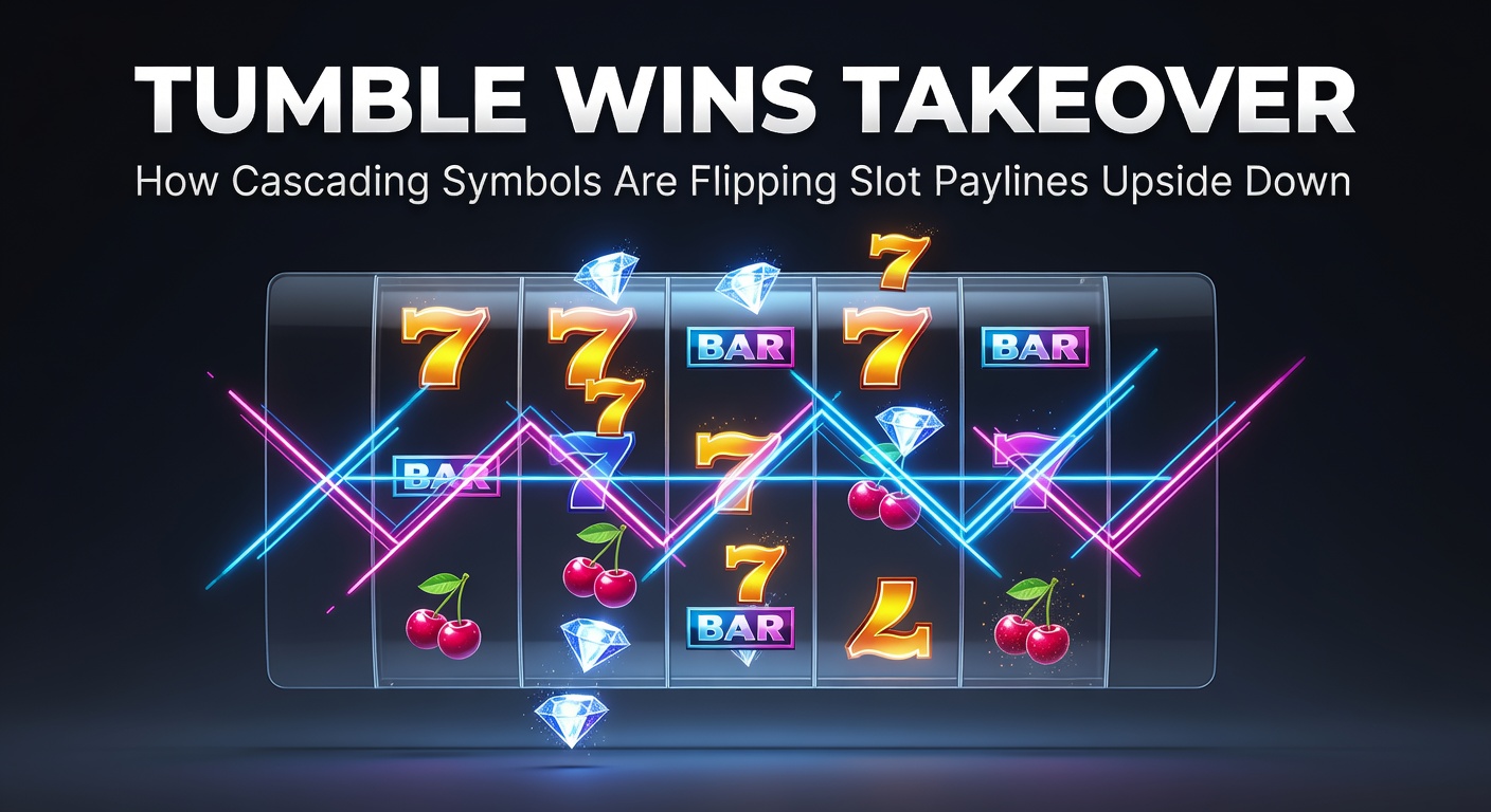 Animatie van vallende symbolen in een tumble wins slot, waar winnende combinaties exploderen en nieuwe symbolen vallen voor extra winstkansen