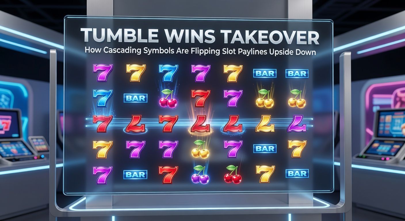 Schermafbeelding van een high-win tumble sequence in een moderne slot, met exploderende symbolen en oplopende multipliers